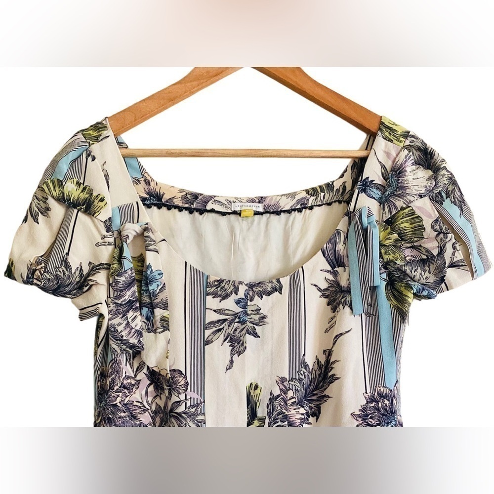 ANTHROPOLOGIE LEIFSDOTTIR 100% Silk Retro Drop Waist Feminine Floral Dress Sz 6 - Picture 2 of 12